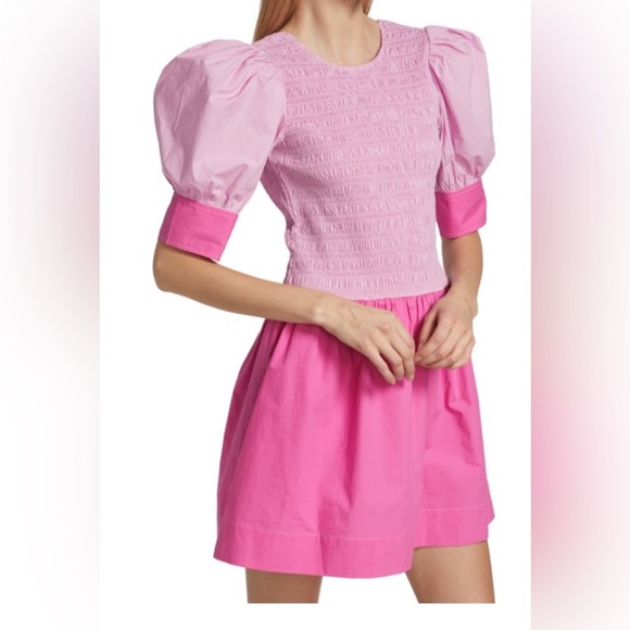 BNWT GANNI Colorblock Cotton Mini Dress β Size 40 (US 8) - Picture 4 of 16